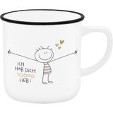H:PPY life Espressokopje, motief Hab dich so lieb, mini-mok van porselein, 10 cl