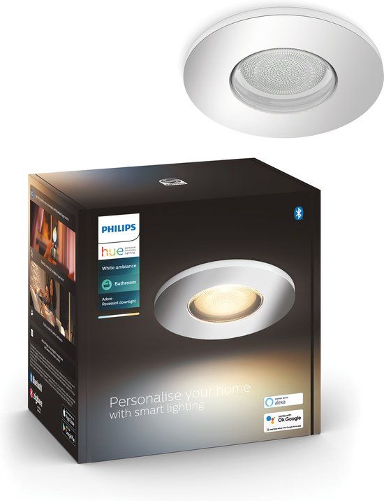 Philips Hue Adore badkamer inbouwspot - warm- tot koelwit licht - chroom - 1-pack