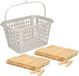 Plastic Forte Wasknijpersmandje met ophanghaak - lichtgrijs - met 120x bamboo wasknijpers 7 cm