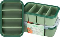 Bourgini Frosti Bits – Diepvriesbakjes set – 3 Siliconen Meal Prep Bakjes – 4 Vakken per Bakje (4 x 300ml) – Voordeelset – Lekvrij – BPA-vrij