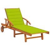 VidaXL Lounge Tuinstoel Gecapitonneerde Zitting Acaciahout Groen