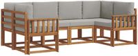 vidaXL Acacia Hout Loungeset 6-Zits Natuurlijk en Lichtgrijs