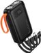 Hoco Powerbank 10.000mAh - Zwart - Met Ingebouwde Kabels & Zaklamp