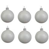 Decoris kerstballen - 6x stuks - wit - D8 cm - glas