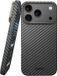 NEKIT Fiber Hoesje Geschikt voor Apple iPhone 17 Pro - Compatibel met MagSafe - High-Tech Kevlar - Back Cover Ultra Dun - Grijs/Zwart
