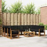 vidaXL Hoek loungeset 9 zitplekken Acacia hout Naturel en zwart