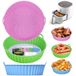 Alyvisun Air Fryer Silicone Pot, 3 Stuks Airfryer Pan Liners Herbruikbare Heteluchtfriteuse Mand Rond Tray Rack Accessoires Basket voor Air Fryers, Magnetron, Oven (Roze+Groen+Lichtblauw)