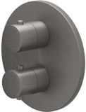 IVY Pact Afbouwdeel Inbouwthermostaat met 3-Weg Stop-Omstel met Rond Rozet - Geborsteld Metal Black PVD