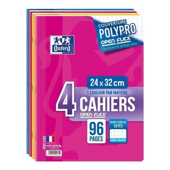 OXFORD Set van 4 nietjes voor notebooks 96 pagina's seyes 24 x 32 cm Openflex- 90g