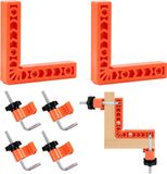 Merkloos / Sans marque 90 Degree Angle Tensioner - Frame Tensioner - 4 Pairs of Fixing Clips - 2 Pieces 10 x 10 cm - L-Type Angle Clamp - Angle Clamp - Woodworking Tools - Klampen en Spanners voor Houtbewerking