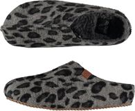 Apollo Dames instap slippers/pantoffels - luipaard print - grijs - maat 39-40