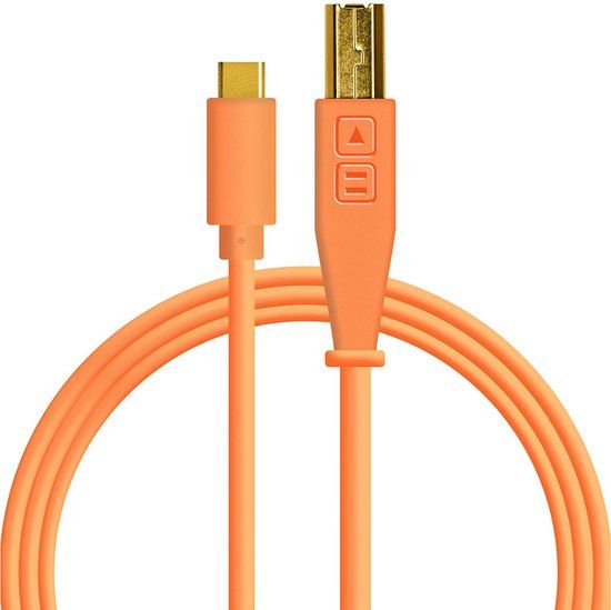 DJ TechTools USB-C/USB-B Chroma Cable (Neon Orange) - Kabel voor DJs