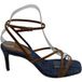 Schutz Sandale Talon Tissu 8cm Femme avec Brides en Cuir