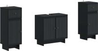 vidaXL - 3-delig - badkamerkast - set - EDE - Zwart - Bewerkt - hout