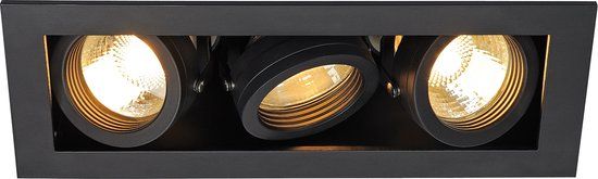 SLV Kardan - Inbouw spot - 3 spots - GU10 - Zwart - Dimbaar