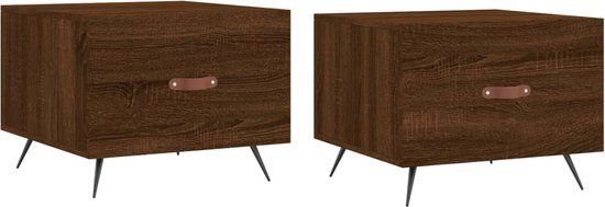 vidaXL Salontafels 2 stuks 50x50x40 cm bewerkt hout bruin eikenkleur