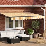 vidaXL Handbediende luifel met LED's Geel, Wit, Anthraciet 3,5 x 2 m