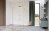 FortiFura Galeria Vrijstaande Inloopdouche - 90x200cm - Mat glas - Antikalk - 8mm veiligheidsglas - Geborsteld messing (goud)