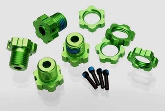 TRAXXAS Wheel hubs splined 17mm green-anodized 4 / wheel nuts