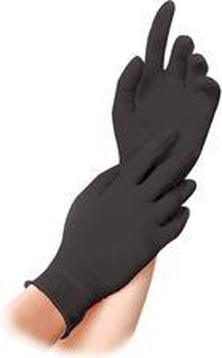 Hygostar nitril handschoen 'DARK', XL, zwart, poedervrij