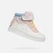 GEOX Baskets Hautes Enfants Femmes Cuir Blanc/Rose