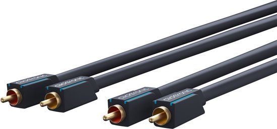 Clicktronic Stereo Tulp Kabel - Verguld - 1 meter - Zwart (10 stuks)