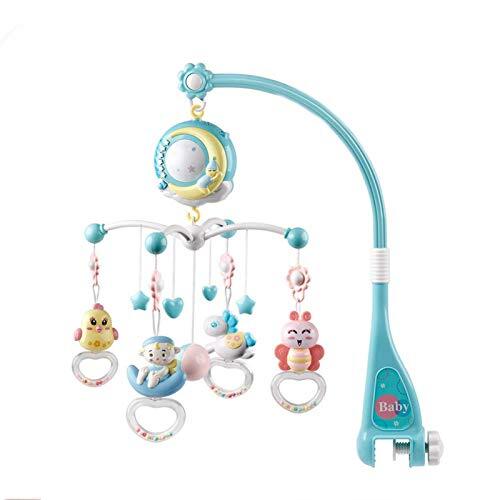 Yiida Baby Mobile voor wieg Muzikaal Speelgoed Veilig Babybed Decoratie Projectie Timing Afstandsbediening Muziekdoos met Hangingen Draaibare Bijtring Rammelaar voor Pasgeboren Jongens Meisjes Slaap, 150 Melodieën Cartoon