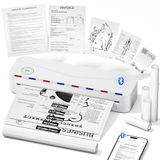 Phomemo M836 Thermoprinter A4, 300DPI mobiele printer, compatibel met mobiele telefoons en computers, draadloze draagbare printer voor onderweg, kantoor, school, thuis, wit