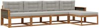 vidaXL - Bank loungeset - 5 zitplekken - Acacia hout - Naturel en lichtgrijs