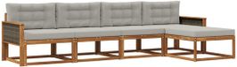 vidaXL - Canapé d'angle - 5 places - Bois d'acacia - Naturel et gris clair