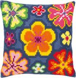 Vervaco Kruissteekkussen kit - Flower power - 40 x 40 cm