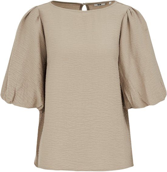 WE Fashion Dames top met ballonmouwen - Greige - L