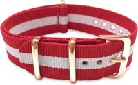 Max Watch Max Horlogeband 5 NTS014 Nato Horlogeband - Ø18 mm - Rood / Wit / Rosékleurig