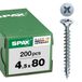SPAX Universele schroef, 4,5 x 80 mm, 200 stuks, Voldraad, Verzonken kop, Kruiskop Z2, 4CUT, WIROX - 1081010450805