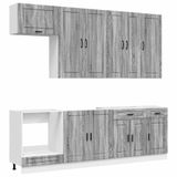 vidaXL Unité de cuisine PORTO 8 pc Sonoma gris Bois d'ingénierie