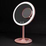 EMKE® Macaron Make-upspiegel met verlichting, 3 lichtkleuren, dimbaar, 1x/3x verlichte make-upspiegel, 90 graden draaibaar, USB-oplaadbaar, led-make-upspiegel, Macaron tafelspiegel voor make-up