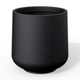 Kante Grote Ronde Gebogen Zwarte Betonnen Plantenbak, 41,9 cm Diameter, Voor Buiten
