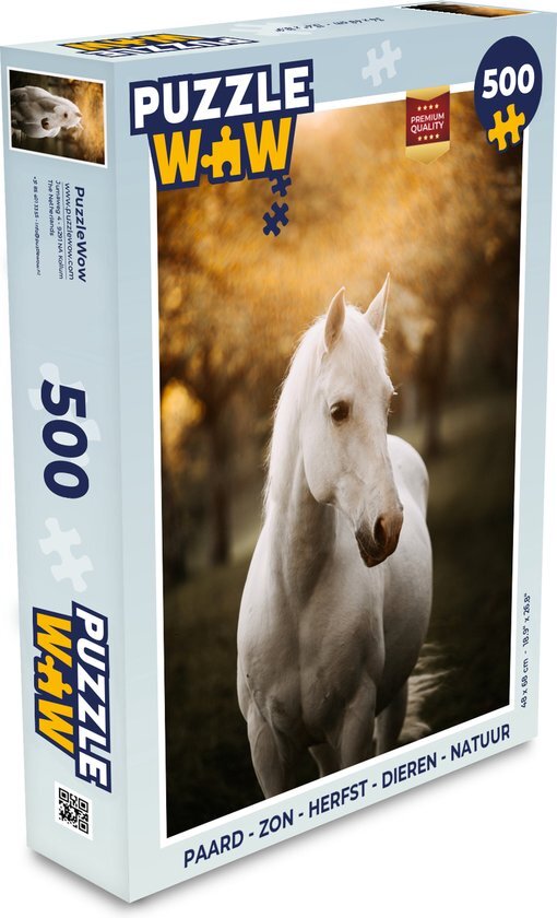 MuchoWow Puzzel Paard - Zon - Herfst - Dieren - Natuur - Legpuzzel - Puzzel 500 stukjes - Sinterklaas cadeautjes - Sinterklaas voor grote kinderen