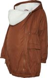 Mama Licious Puffer Jas met Capuchon, Lange Mouw, Elastische Manchetten, Polyester, Maat L, Roasted Russet
