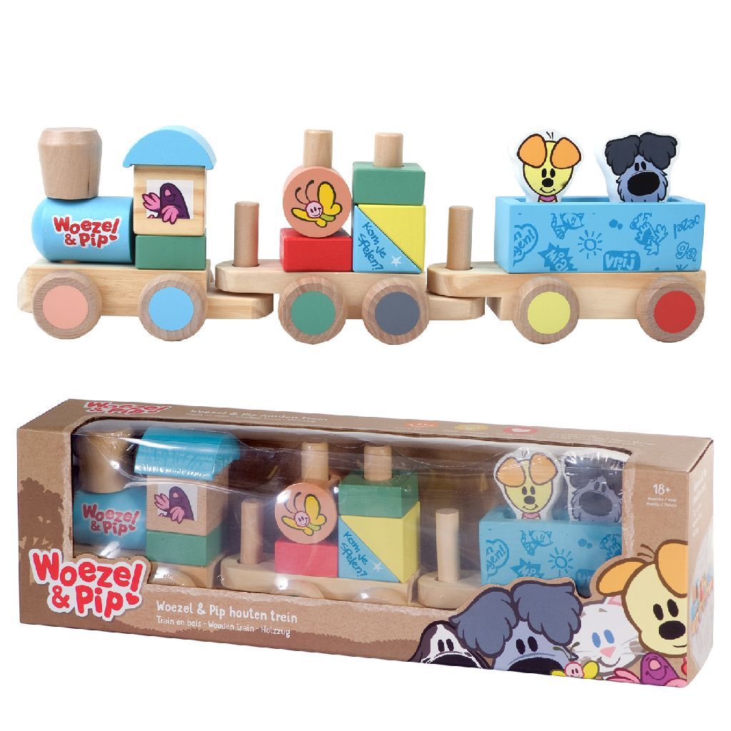 Rubo Toys Woezel en Pip Houten Trein - Meerkleurig