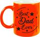 Bellatio Decorations Bol Best Dad Ever cadeau koffiemok / theebeker - neon oranje - 330 ml - verjaardag / Vaderdag / bedankje