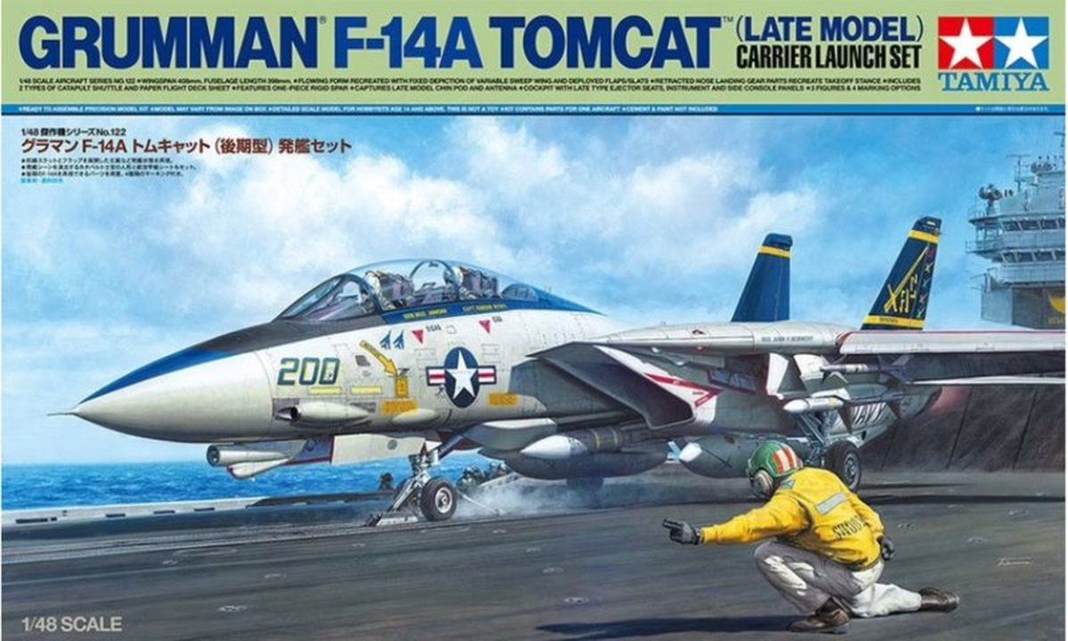 Tamiya 1:48 61122 Grumman F-14A Tomcat Late - Carrier Launch Set Plastic kit