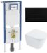 Geberit QeramiQ Dely Toiletset - 36.3x51.7cm - Diepspoel - Rimless - Inbouwreservoir - Softclose Toiletzitting - Mat Zwart Bedieningsplaat - Glans Wit