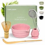 comforder AllHomeDecorations B.V. Comforder Matcha Set - 5 Delige Starterkit met Whisk Klopper en Kom - Thee Set Roze