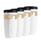 Wessper Reusable Cup 400 ml, Coffee Cup with Lid for Hot and Cold Drinks, To Go, Fits in Car Cup Holder, Replaces Disposable Packaging - 4 Pieces - White