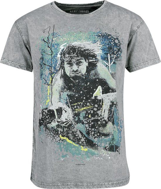 Cobain, Kurt Outer Vision s. l. Kurt Cobain Kurt Signature Heren T-shirt - grijs - XL