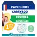 Carryboo - Luiers maat 1 (2-5kg) - Gevoelige huid - Natuurlijk en Ultra Absorberend - 12 uur Lekvrij - Zonder ongewenste ingrediënten - Gemaakt in Frankrijk - 120 wegwerpluiers - 1 maand verpakking