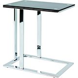 HAKU Bijzettafel chroom zwart metaal salontafel veiligheidsglas 10 mm - Maat: B 54 cm x H 58 cm x D 37 cm, Stijl: Modern