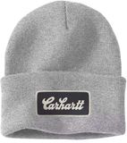 Carhartt Bonnet en tricot avec revers et écusson Script Heather Grey