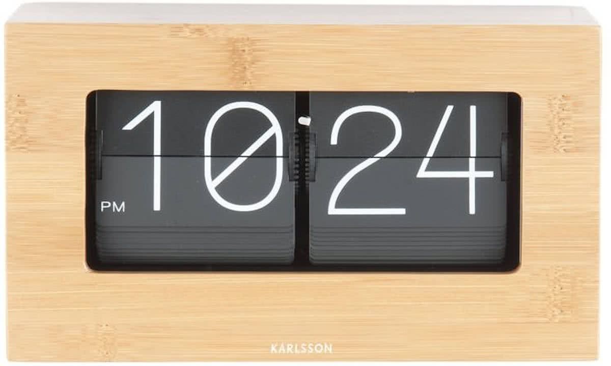 Karlsson Table clock Boxed Flip bamboo